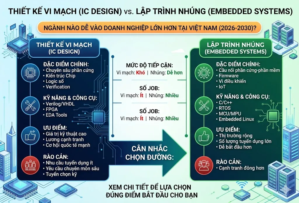 Thiết Kế Vi Mạch Hay Embedded: Ngành Nào Dễ Vào Doanh Nghiệp Lớn Hơn?