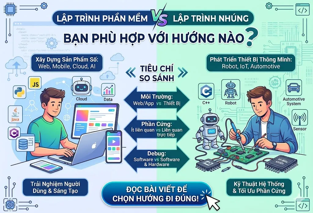 Lập Trình Phần Mềm Hay Lập Trình Nhúng? Bạn Phù Hợp Với Lập Trình Phần Mềm Hay Lập Trình Nhúng