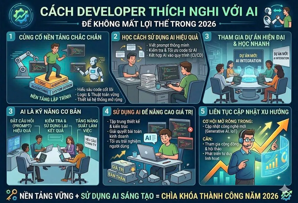 Cách Developer thích nghi với AI để không mất lợi thế trong 2026