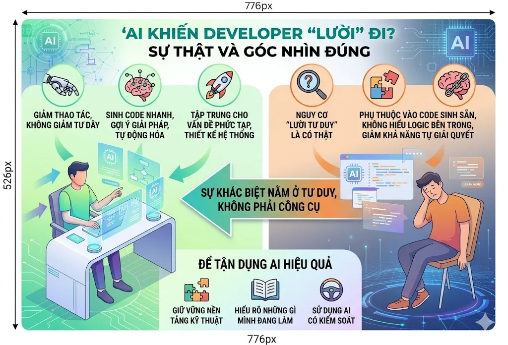 Sự thật có phải AI sẽ khiến Developer “lười” đi?