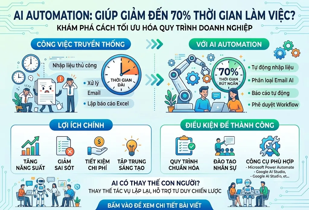 AI Automation có thực sự giúp giảm 70% thời gian làm việc?