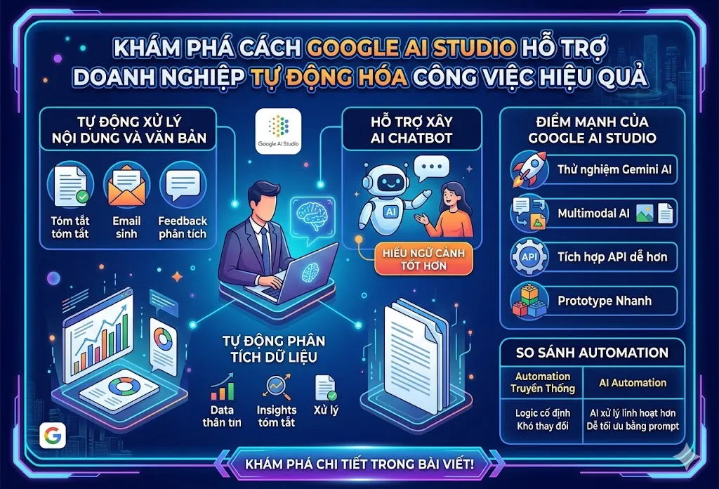Khám Phá Cách Google AI Studio Hỗ Trợ Doanh Nghiệp Tự Động Hóa Công Việc Hiệu Quả