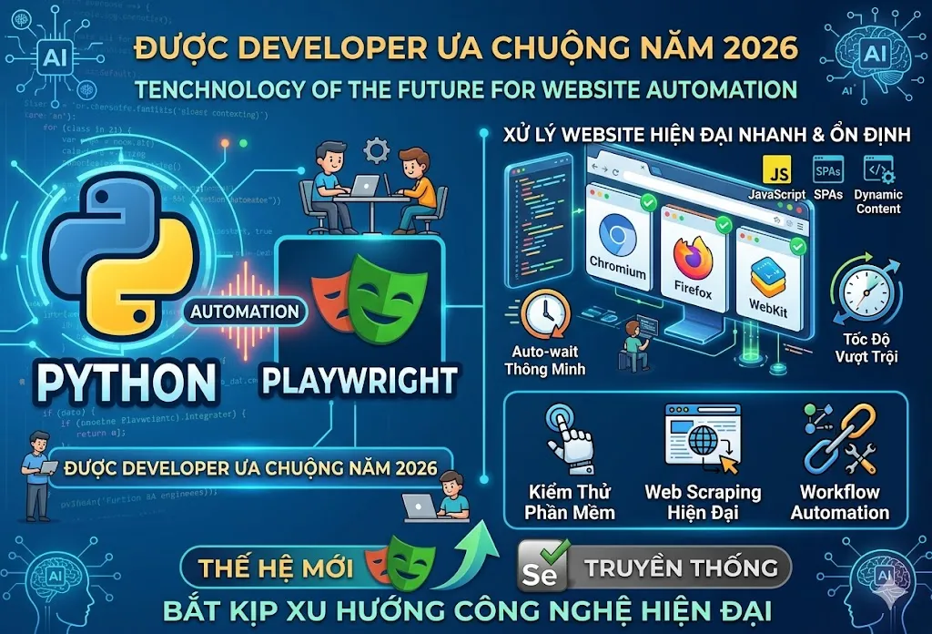 Python Playwright Automation: Công Nghệ Tự Động Hóa Website Được Developer Ưa Chuộng Năm 2026