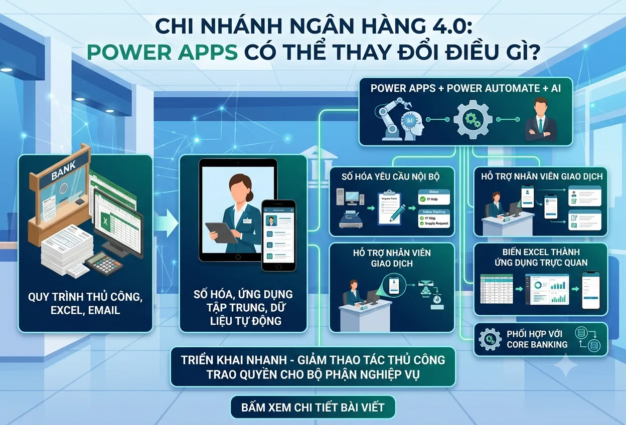 Chi nhánh ngân hàng 4.0: Power Apps thay đổi vận hành thế nào?
